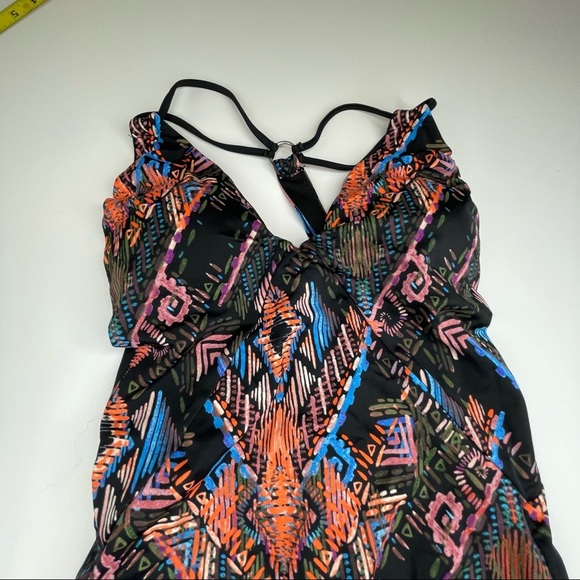 NEW Time and Tru Ethnic Wave One Piece Swimsuit Racerback S - Picture 7 of 15